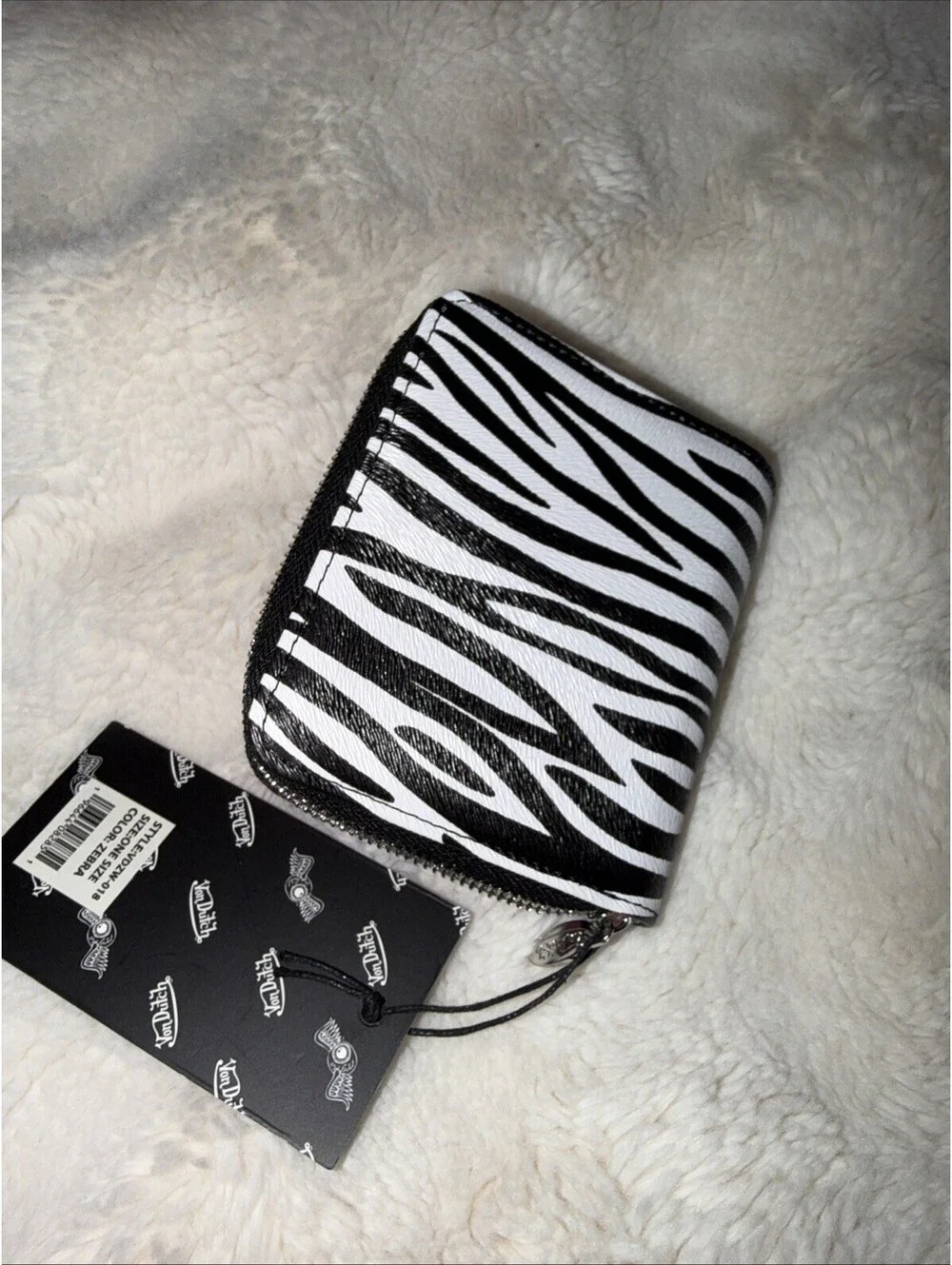 NWT Von Dutch Pink Zebra Print Zip Wallet